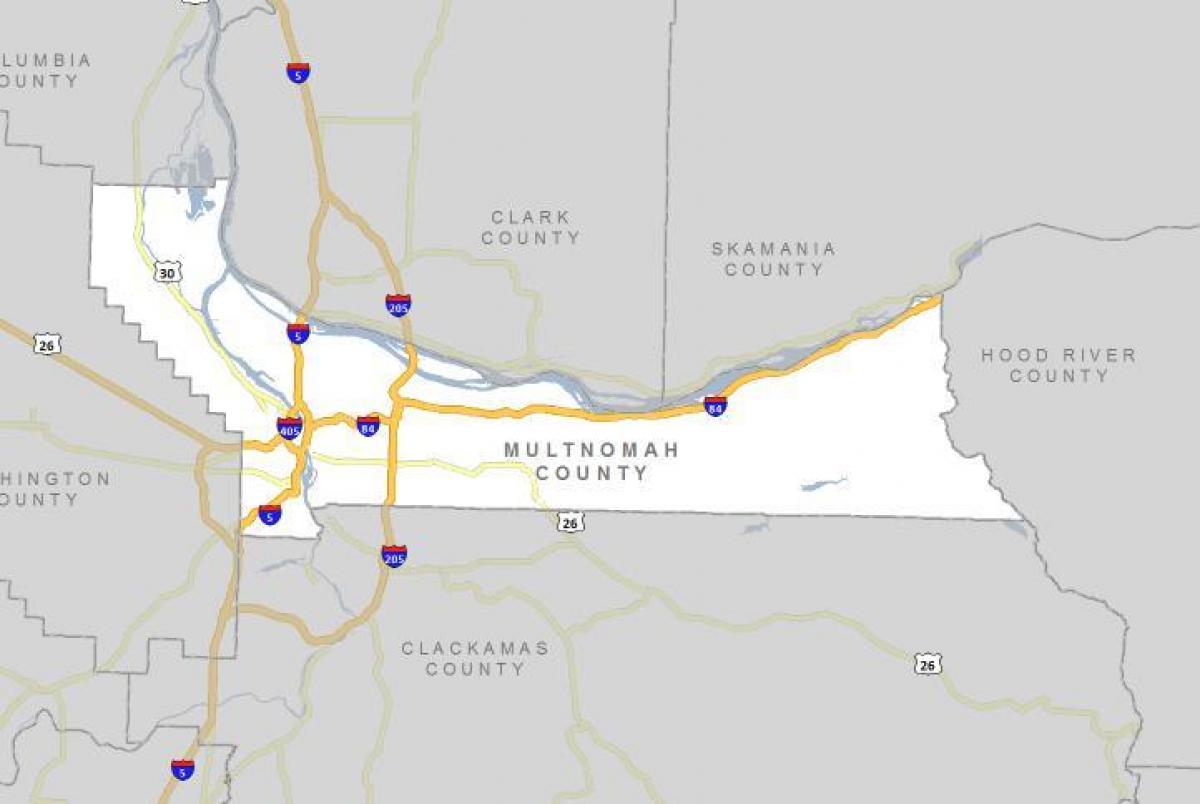 El condado de Multnomah Oregón mapa