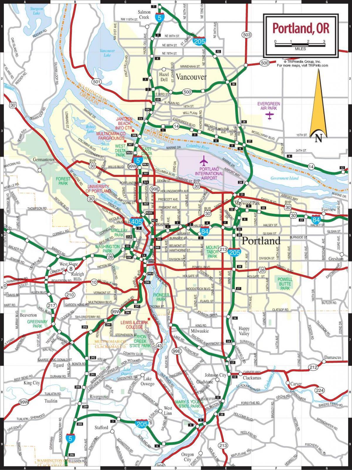 mapa de el área metropolitana de Portland