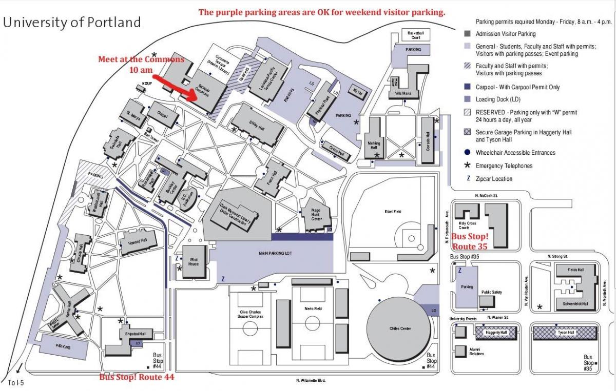 mapa de la Universidad de Portland