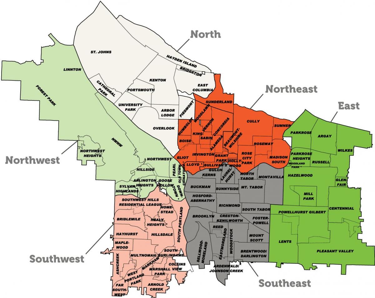 Portland suburbios mapa