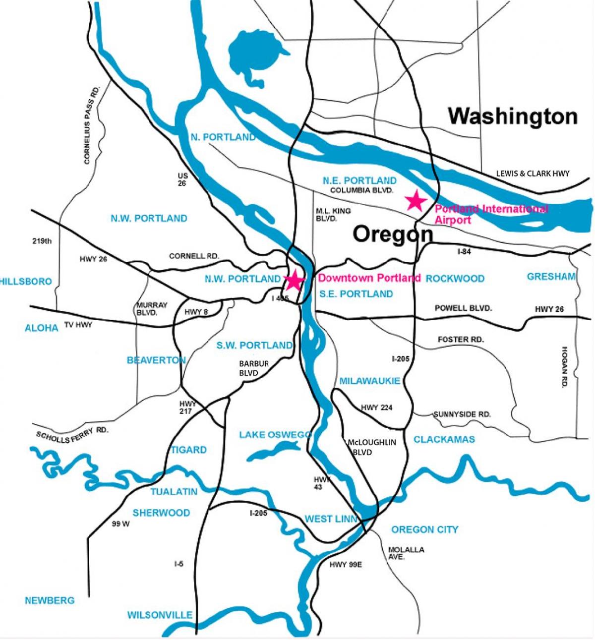 Área de Portland mapa