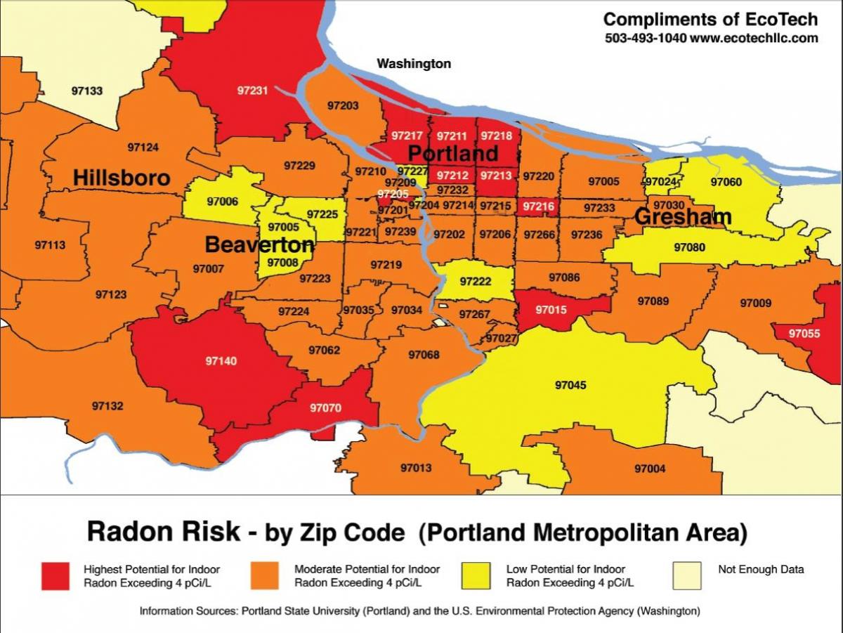 Portland código de área de mapa