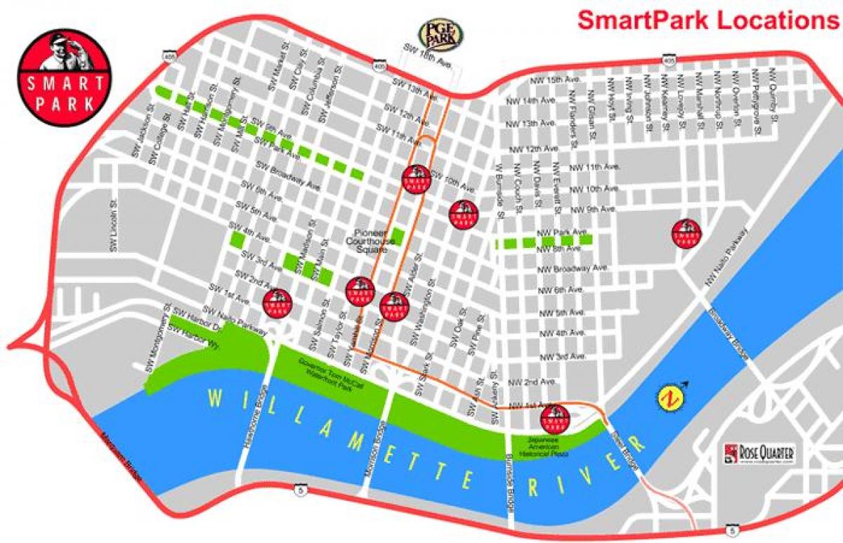 mapa de Portland smart park