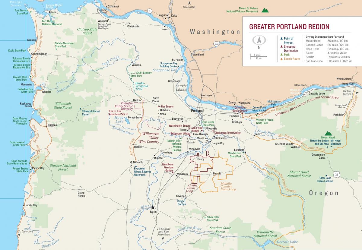 mapa de Portland, Oregon