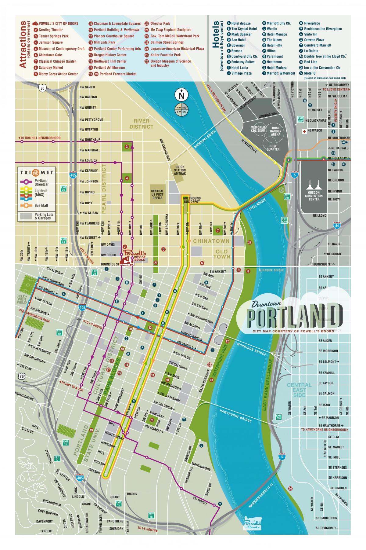 mapa de Portland visitantes