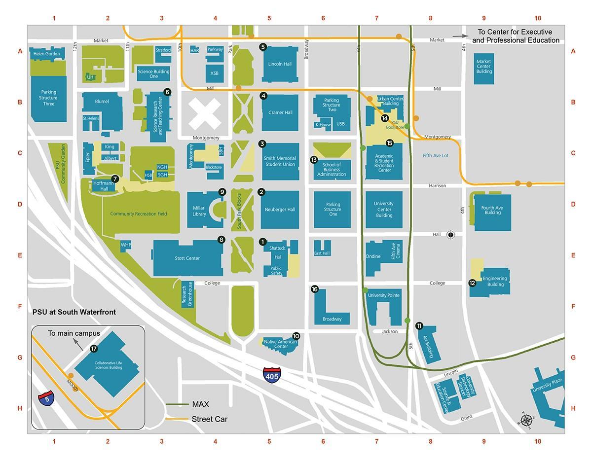 PDX edu mapa del Campus
