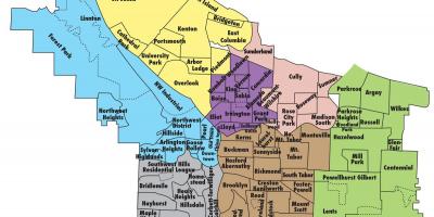 Mapa de Portland distritos